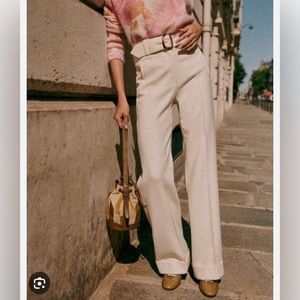Sezane Lukas Pants cream sz 8 NWT